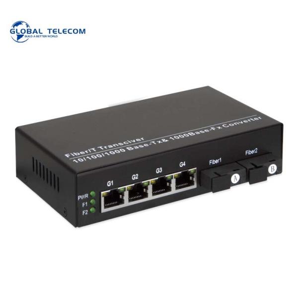 1000Mbps SM Sc Fiber Media Converter 20KM Transmission 2 Fiber 4 RJ45