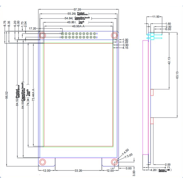 3.5-inch 320X480, ST7796 driver parallel port capacitive touch display screen,segment lcd display,segment lcd