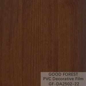 China Wardrobes PVC Decorative Film Blistering Wooden Grain Light Brown Color wholesale