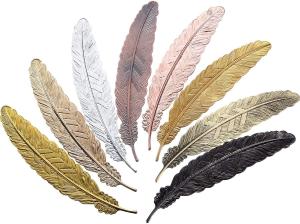 China Gold Silver Metal Feather Bookmark Engraved wholesale