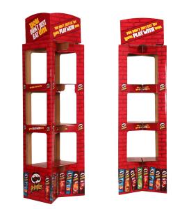 Foldable Flooring Racking Display Cardboard Candy Carton Product POP Store Shelf Display Rack Stand