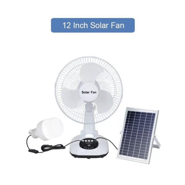 12 Inch Solar Charging Table Electric Fan With Power Bank Function Portable Rechargeable