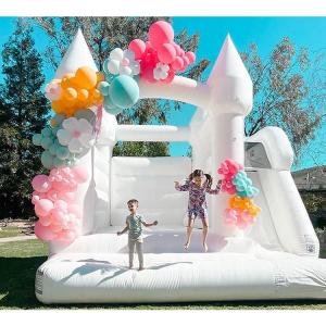 China White Bouncy Castle Inflatable Bounce House With Large Ball Pool Pit Small Slide on sale