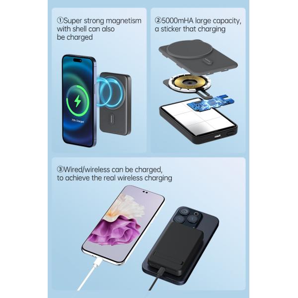 Folding Hidden 3 In 1 Charger Wireless Power Bank Magsafe 3 Charger