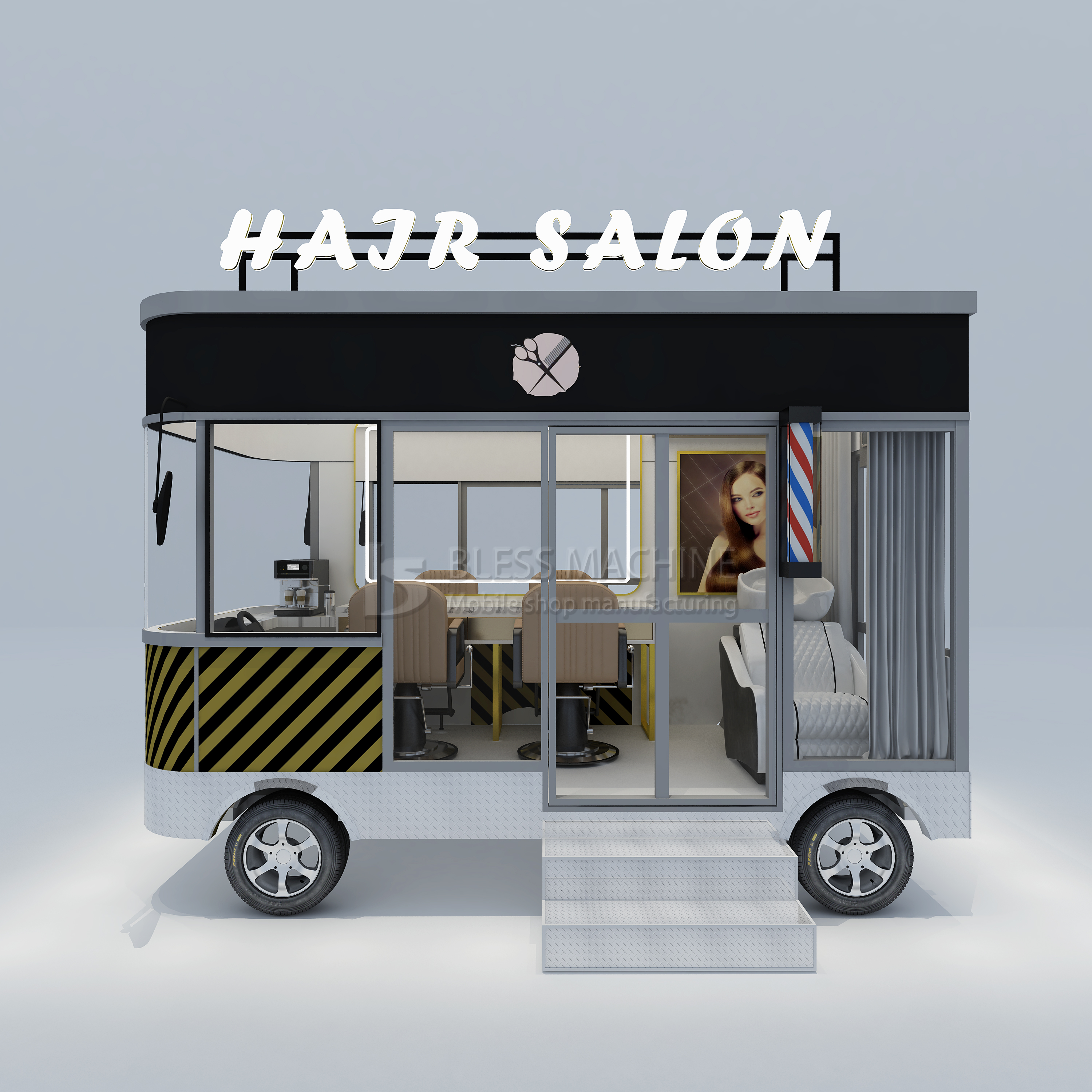Stainless Steel Fast Food Snack Beverage Beer Drink Ice Cream Coffee Milk Tea Trailer Bar Cart