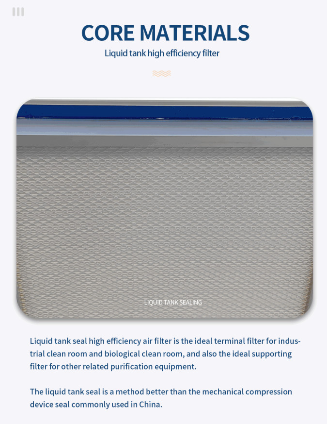 Semiconductor Laboratory Medical Food Liquid Tank HEPA Air Filter Aluminum Frame With Anti Static Spray Paint Guard