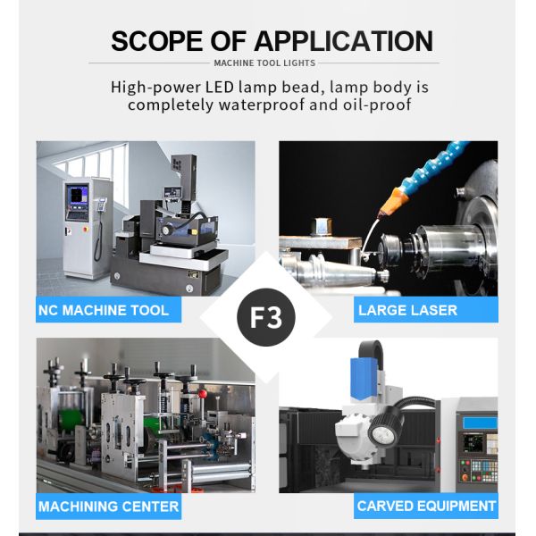 Waterproof LED Gooseneck Work Light AC 220V Easy Installation For CNC Machine