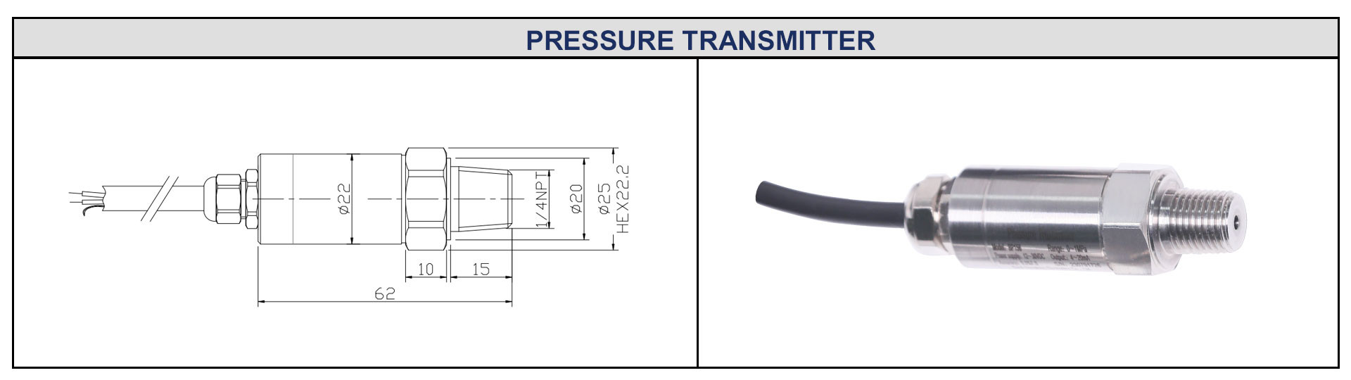 OEM Pressure Transmitter Sensor High Accuracy Water Pressure Transmitter Gas Oil