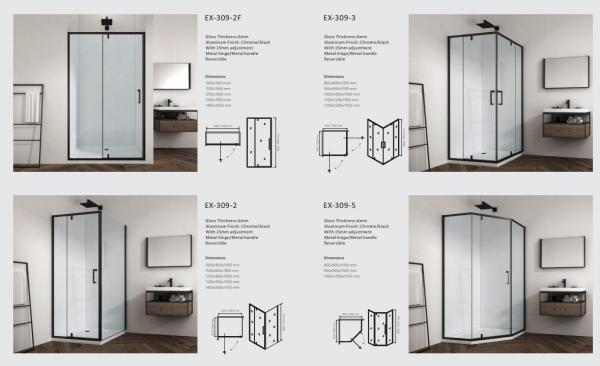 6 8 10mm Bathroom Shower Cabinets Frameless SS Hinge Swing Clear Glass Shower Door