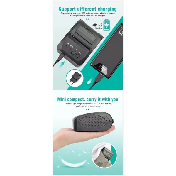 Portable 58mm POS Receipt Printer Machine 90mm/sec 512 Dots/Line