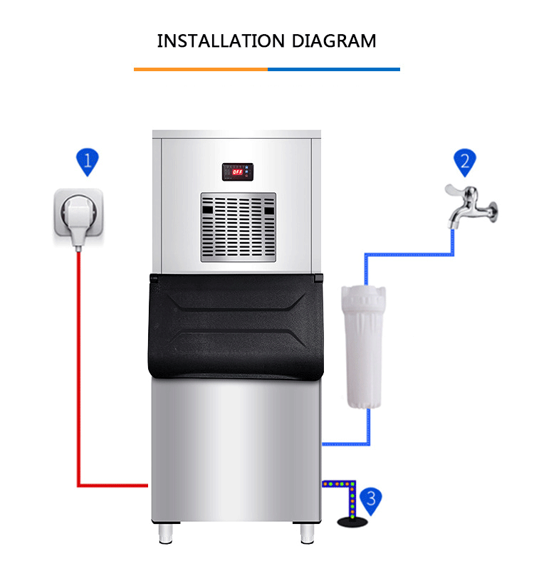 Push Button Control Panel Commercial Automatic Snow Ice Making Machine for Business 300KG 24h Snowflake Ice Block Maker