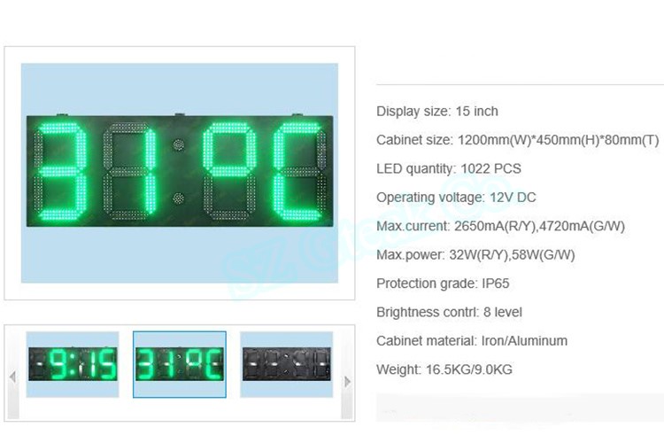 7 segment large led display digital thermometer panel