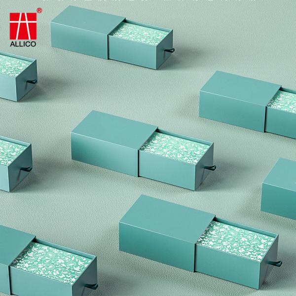 Blue Yellow Rigid Cardboard Sliding Drawer Gift Boxes Customized Printing