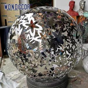 China Large outdoor metal art flower hollow ball stainless steel sculpture wholesale