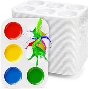 China Rectangular White Plastic Paint Pallets With Hanging Hole For Kids Student Artist wholesale
