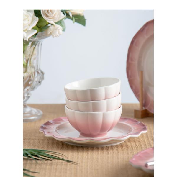 Stunning Pink Ceramic Plates 6-Piece Dinnerware Set For Special Occasions And Presents