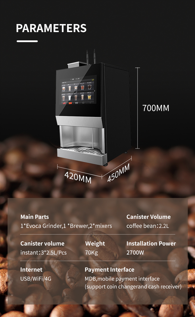 Cappuccino Latte Tabletop Coffee Vending Machine Close Loop Control With IOT Function