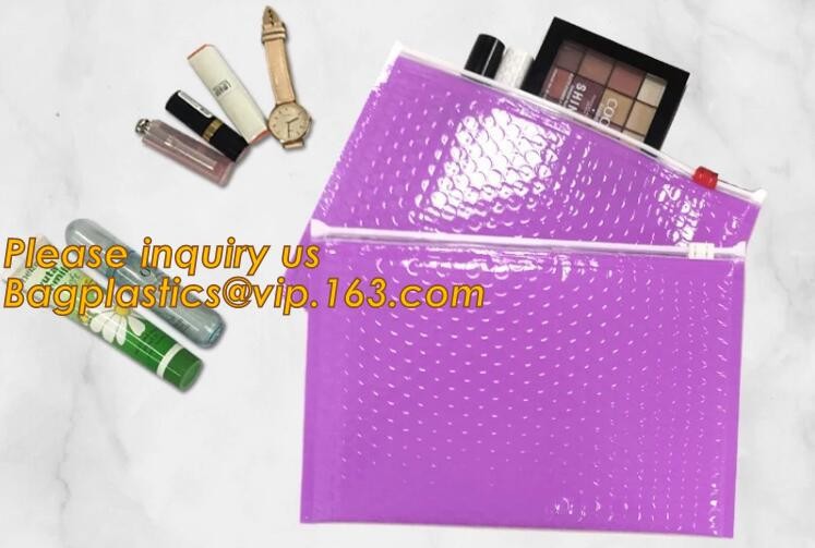 Cosmetic Slider Zip lockk Bubble Bags Bubble Slide Pouch,Zip lockk esd bubble bag bubble packaging wrap cosmetic pouch slide