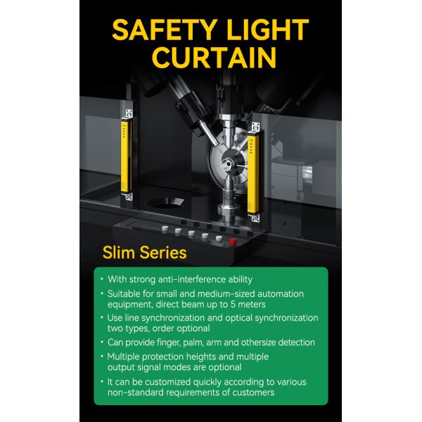 45mm Resolution Safety Light Barrier Sensor IP65 Wired Synchronized PNP NPN 10 Infrared Light Curtain
