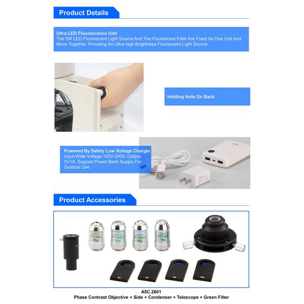 OPTO-EDU A16.2601-UL Fluorescence Microscopy 3W LED Illumination Systems Ultra LED Fluorescent Microscope