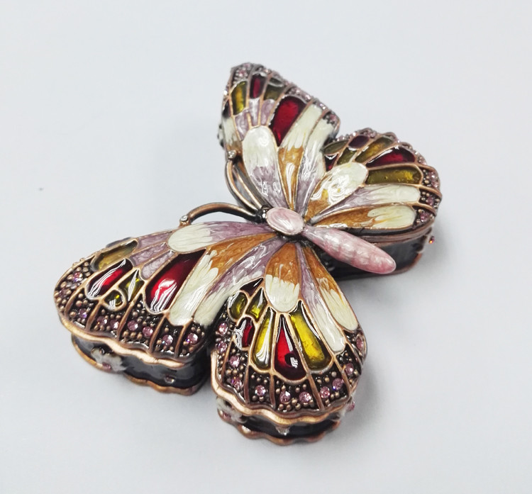 Colorful Butterfly Metal Alloy Jewelry Box Butterfly Trinket Box