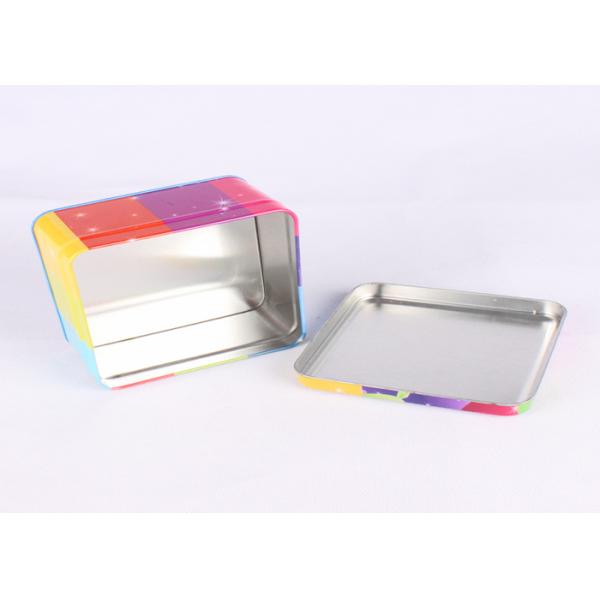 Colorful Gift Packaging Square Tin Containers With Lids Eco - Friendly Customized