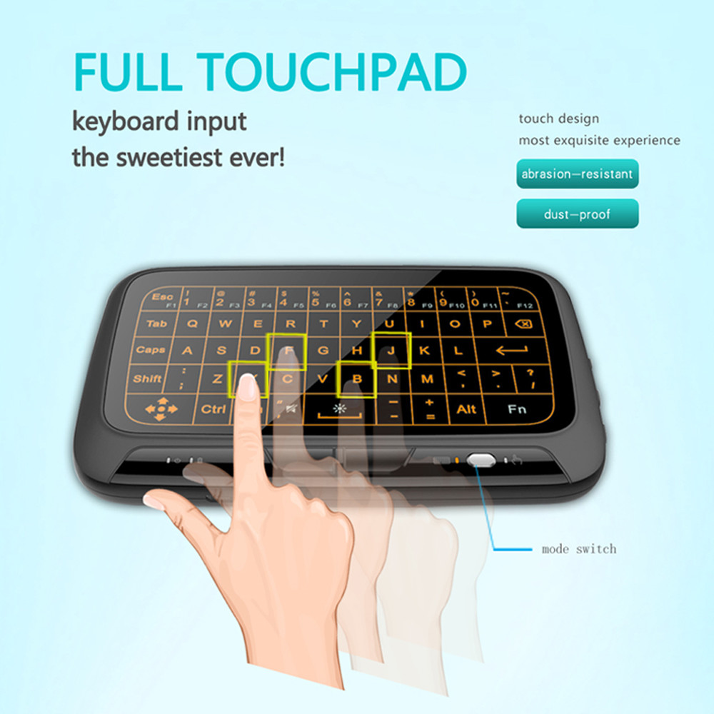 H18 plus Mini Wireless Keyboard Touchpad Backlit Small Wireless Keyboard for Android TV Box Windows PC,HTPC,IPTV,PC