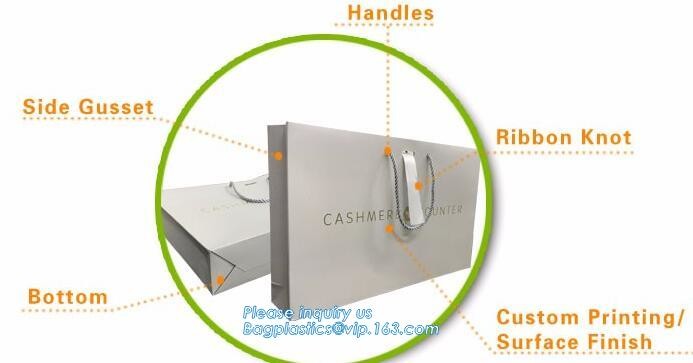 Customized Cut Printed Coated Paper Shopping Bag with Matt Lamination,rope handle custom logo printed white paper bag