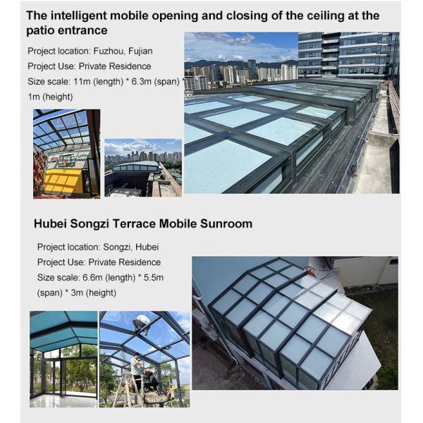 Automatic Retractable Contemporary Design UV Resistant Waterproof Aluminum Sunroom for Outdoor Patio Garden Park Courtyard