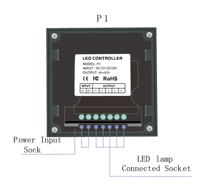 High Reliability LED Pool Light Controller , DC 12V 192W Dimmer Control Panel
