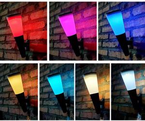 China RGB colors solar led wall lamp motion sensor maual color changing Landscape decorative wall lamp wholesale