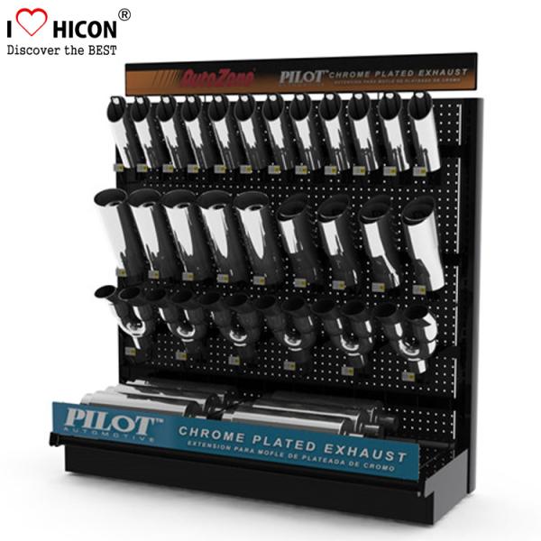 Pegboard Store Gondolas Fixtures Free Standing For Chrome Plated Exhaust