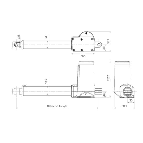 High Force Waterproof IP66 Hall Sensor Linear Actuator For Medical