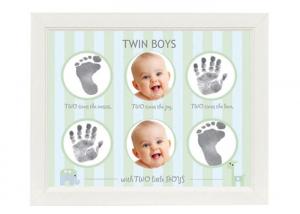 China Lovely Cute Baby Twins Hand And Footprint Picture Frame Non Toxic Ink Pad wholesale
