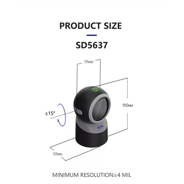 WCMI 2D Omnidirectional USB Barcode Scanner Desktop 1D Scanners QR Bar Code Reader for Cashier Bookshop Supermarket