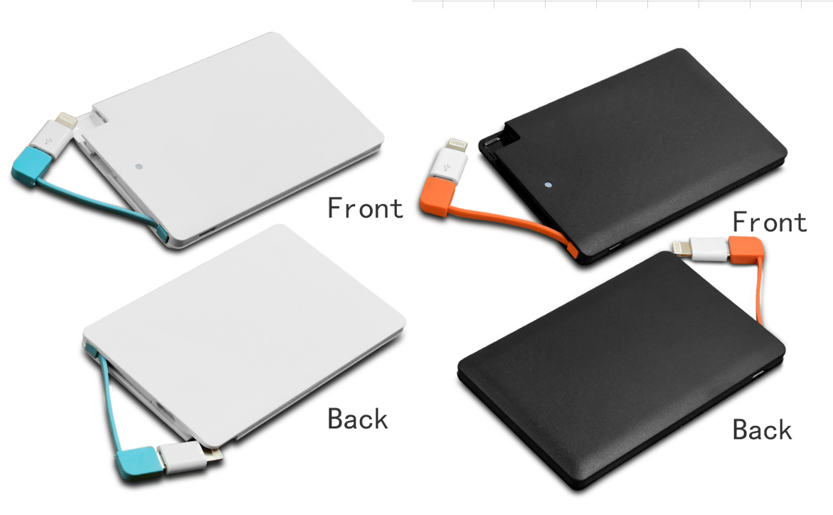 ABS 5V1A 2500mah 4000mah Credit Card Power Bank