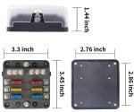 6 Way Fuse Block with Ground 6-Circuit ATC/ATO Fuse Box Holder with Negative Bus