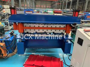 China Roofing Sheet Roll Forming Machine, Blue Color Double Layer Roll Forming Machine wholesale