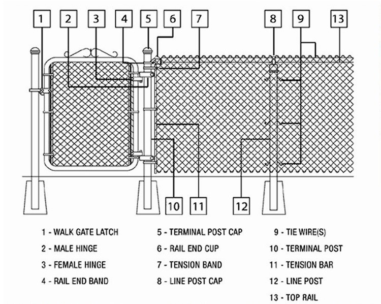 Diamond Iron Wire Mesh Panel Cyclone Chain Link Fence