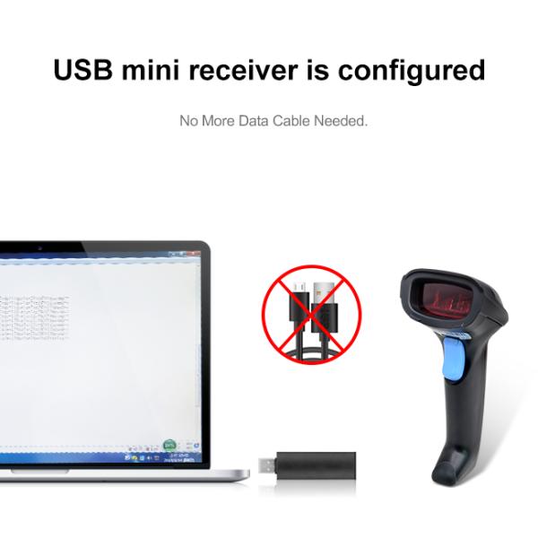 Luckydoor K-211R Handheld Usb Cost-effective 1D Wireless Barcode Scanner Laser Barcode Reader with Holder