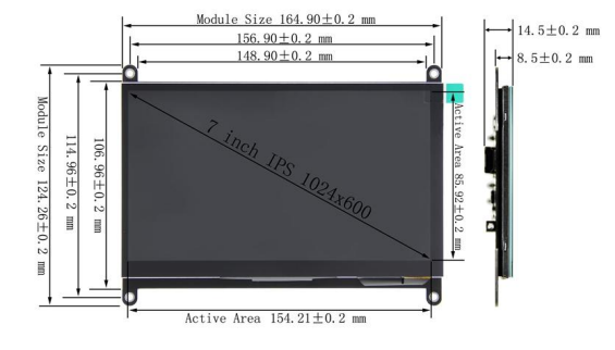 7 Inch 1024x600 Capacitive Touch Screen With 5 Point Capacitive Touch Screen
