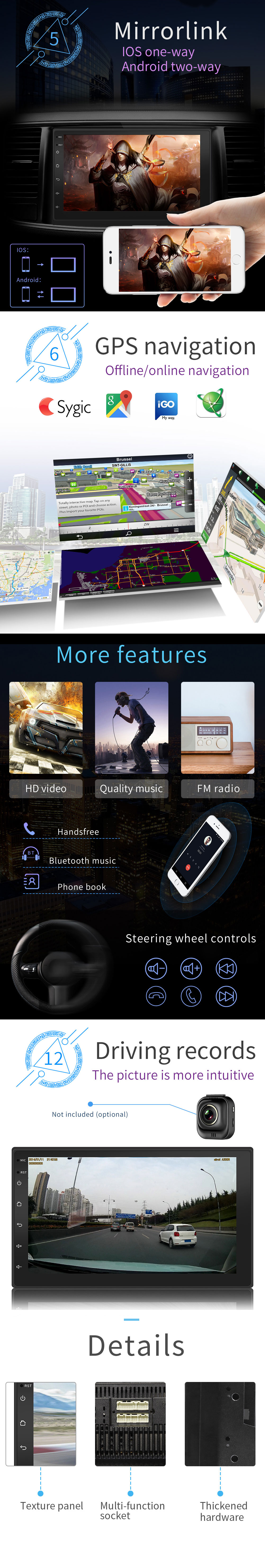 8.1 Inch Android Car DVD Players 2 Din 2 Front USB With Knob Android