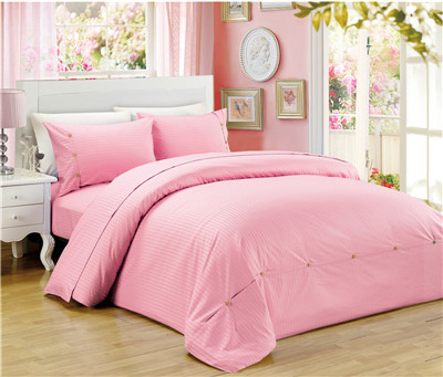 Sateen Stripe 4pcs Duvet Cover Set Polyester Cotton Bedding Set Twin Full Queen King size