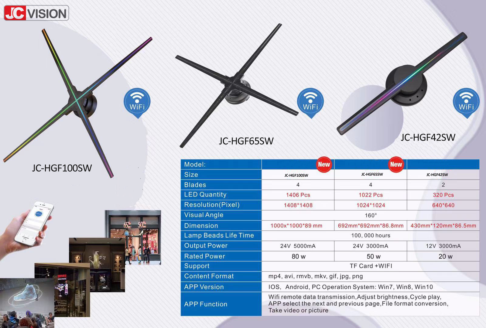 Android 3D Holographic Display Fan 3D Hologram Air Projector 60CM