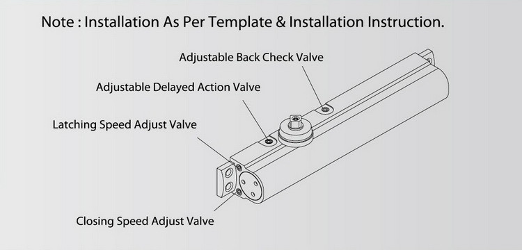 Delay Action 180 Degree Casting Aluminum UL Door Closer