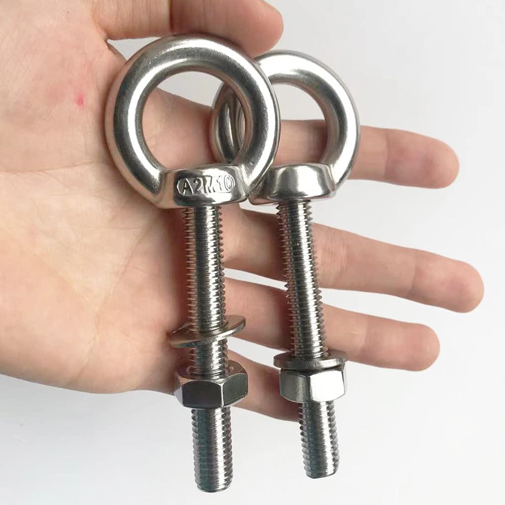 JIS Standard Corrosion-Resistant Stainless Steel Thread Lifting Ring Shoulder Eye Bolts 3/8" X 2.75" with Nuts and Washer