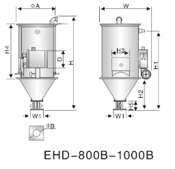 Elbow Design Plastic Auxiliary Equipment Hopper Dryer With Temperature Controller