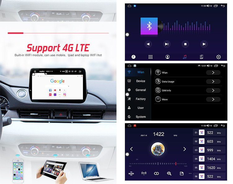 9" 1280*720 Single Din Android Head Unit , Car Navigation Stereo For Mazda 6