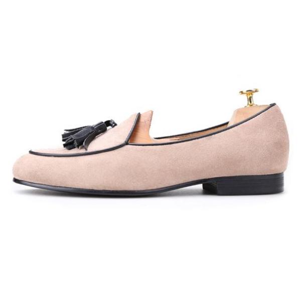 Suede Tassel Mens Velvet Slippers , Banquet Mens Velvet Smoking Slippers