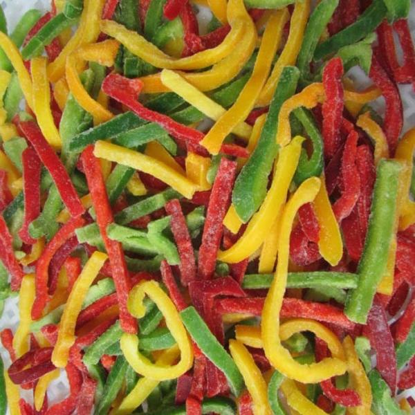 Quality Typical Taste IQF Frozen Vegetables , Quick Frozen Mixed Bell Pepper Strips for sale